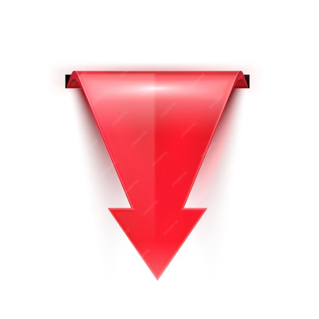 Grow. Engage. Convert 2 red curved shiny down arrow realistic 3d red glossy arrow with shadow 88188 925