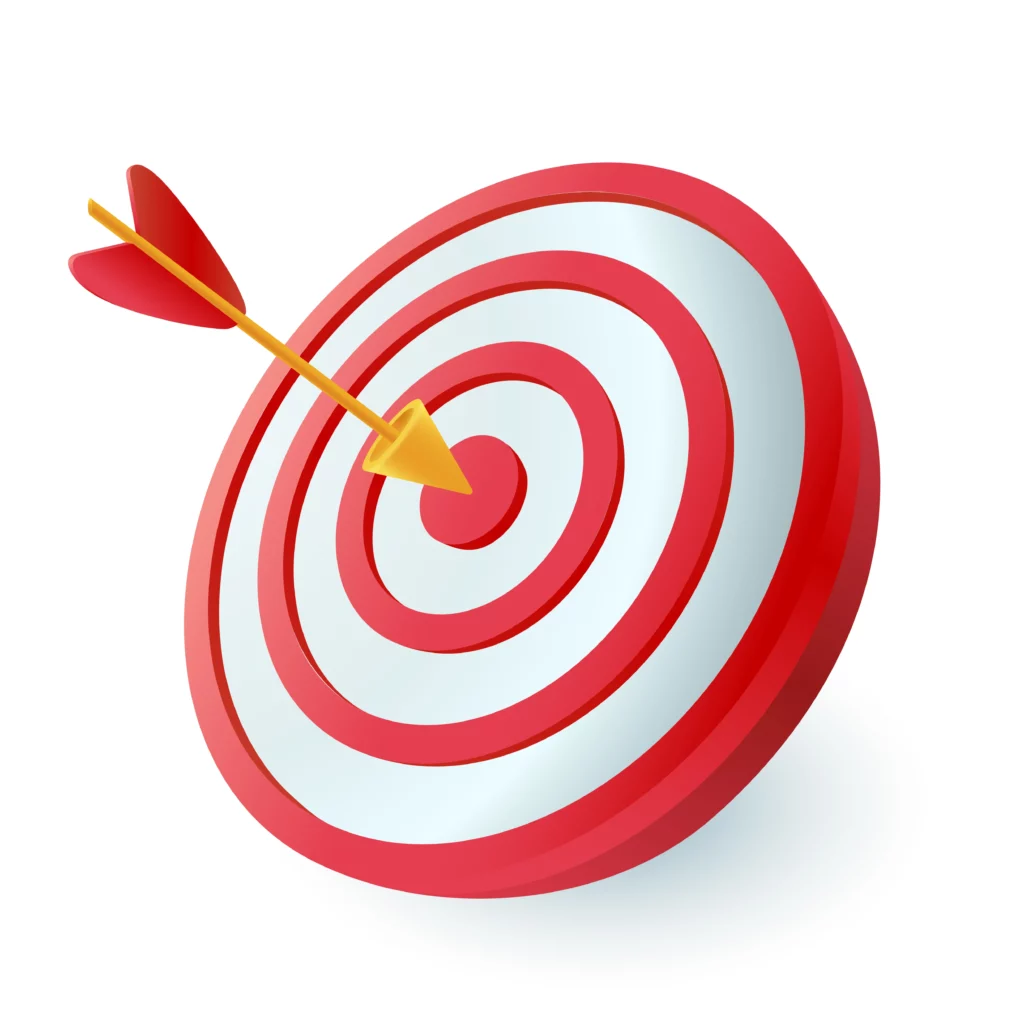 About Us 1 Dart hitting center of target 3D icon